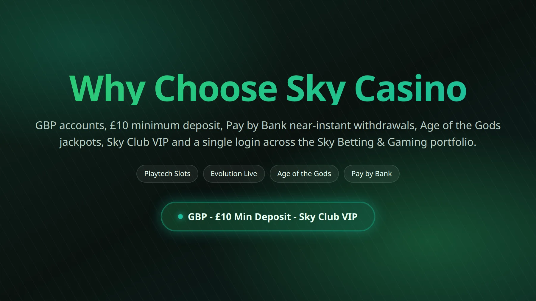 Sky Casino features overview — games, live casino, jackpots and platform
