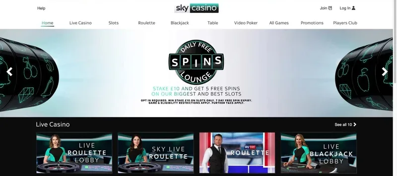Sky Casino mobile app and mobile experience